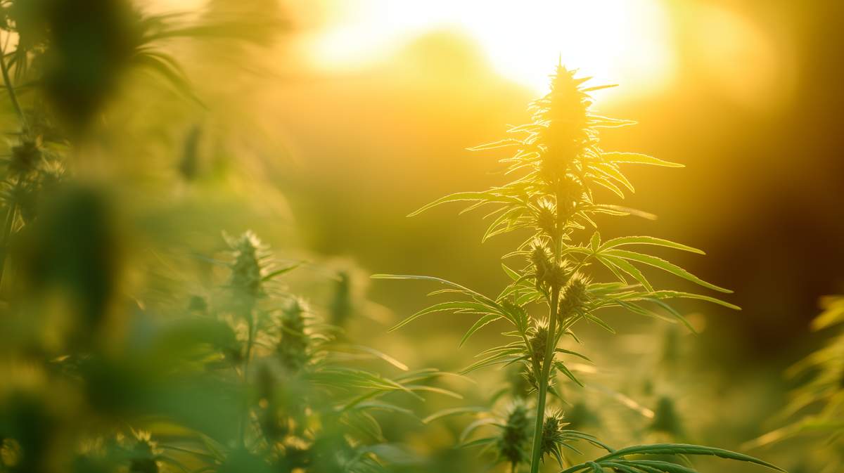 Fleur de cbd dans un champ